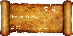Hofner Anett névjegykártya